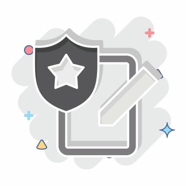 Simge Warrant. Polis sembolüyle ilgili. Çizgi roman. dizayn edilebilir