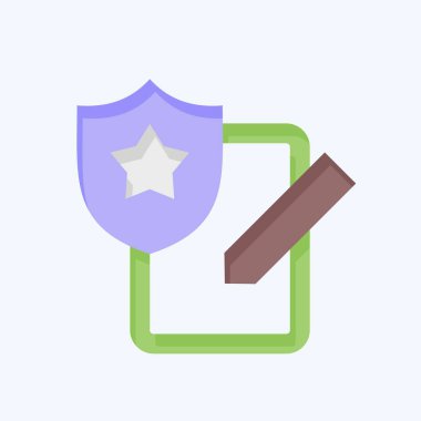 Simge Warrant. Polis sembolüyle ilgili. Düz stil. dizayn edilebilir