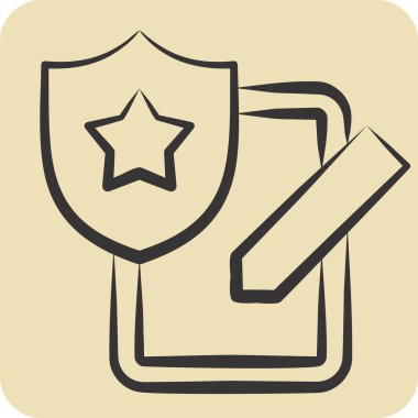 Simge Warrant. Polis sembolüyle ilgili. El çizimi tarzı. dizayn edilebilir