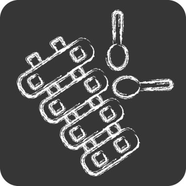 Simge ksilofonu. Enstrümanlar sembolüyle ilgili. Tebeşir stili. dizayn edilebilir