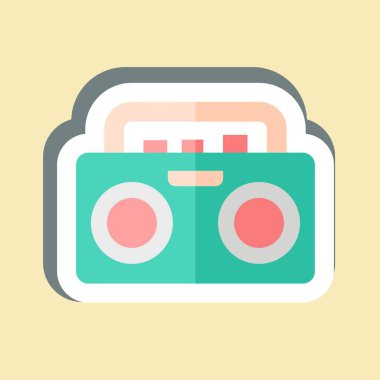 Çıkartma Boombox. Enstrümanlar sembolüyle ilgili. dizayn edilebilir