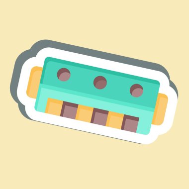 Çıkartmalı mızıka. Enstrümanlar sembolüyle ilgili. dizayn edilebilir