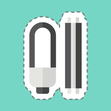 Etiket şeridi Ampul Atık 'ı kesti. Geri dönüşüm sembolüyle ilgili. dizayn edilebilir