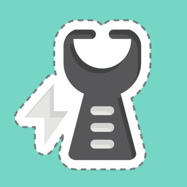 Etiket şeridi elektroşok tabancasını kesti. Polis sembolüyle ilgili. dizayn edilebilir