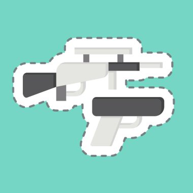 Çıkartma çizgisi silahı kesti. Polis sembolüyle ilgili. dizayn edilebilir