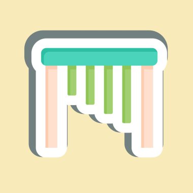 Marimba etiketi. Enstrümanlar sembolüyle ilgili. dizayn edilebilir