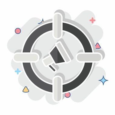 Simge İlan Hedefleme. Medya sembolüyle ilgili. Çizgi roman. dizayn edilebilir