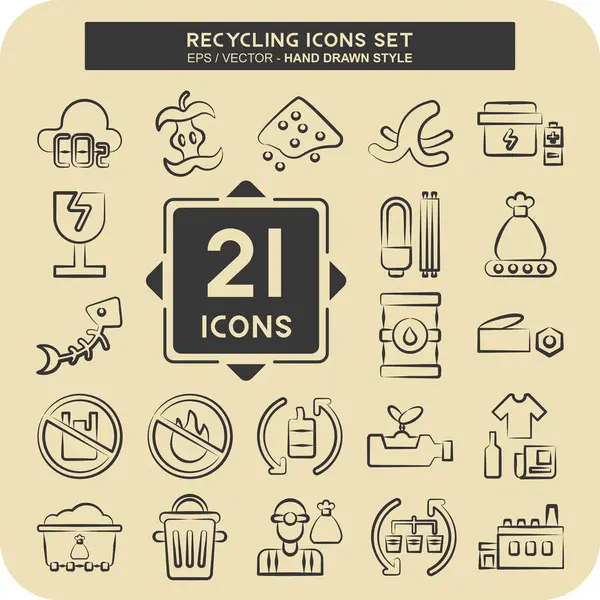 Simge Geri Dönüşümü Ayarla. Eğitim sembolüyle ilgili. El çizimi tarzı. dizayn edilebilir