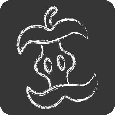 Simge Apple Çekirdeği. Geri dönüşüm sembolüyle ilgili. Tebeşir stili. dizayn edilebilir