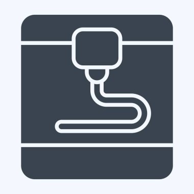 Simge 3D Yazıcı. Yazdırma sembolüyle ilgili. Kabartma tarzı. dizayn edilebilir