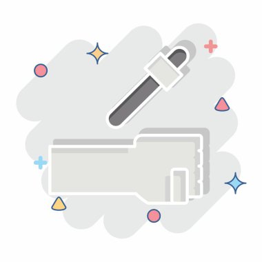 Simge alarmı. Dermatoloji sembolüyle ilgili. Çizgi roman. dizayn edilebilir