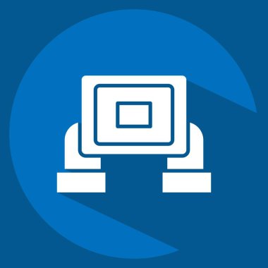 Icon Ai Mağazası. Metaverse sembolüyle ilgili. Uzun gölge tarzı. dizayn edilebilir