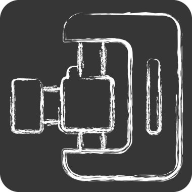 Simge 3D tarayıcı. Yazdırma sembolüyle ilgili. Tebeşir stili. dizayn edilebilir