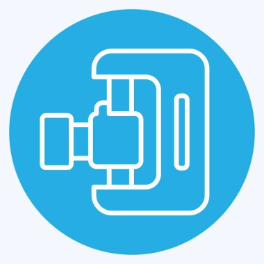 Simge 3D tarayıcı. Yazdırma sembolüyle ilgili. Mavi gözlü. dizayn edilebilir