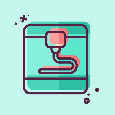 Simge 3D Yazıcı. Yazdırma sembolüyle ilgili. MBE tarzı. dizayn edilebilir