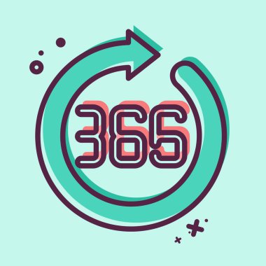 Simge 365 gün. Yeni yıl sembolüyle ilgili. MBE tarzı. dizayn edilebilir