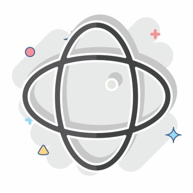 Simge 360 derece. Yazdırma sembolüyle ilgili. Çizgi roman. dizayn edilebilir