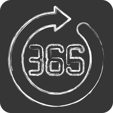 Simge 365 gün. Yeni yıl sembolüyle ilgili. Tebeşir stili. dizayn edilebilir