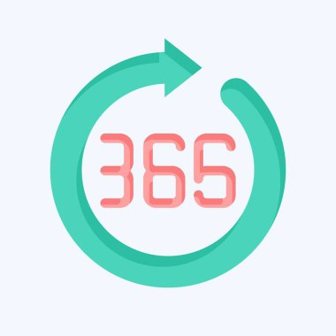 Simge 365 gün. Yeni yıl sembolüyle ilgili. Düz stil. dizayn edilebilir