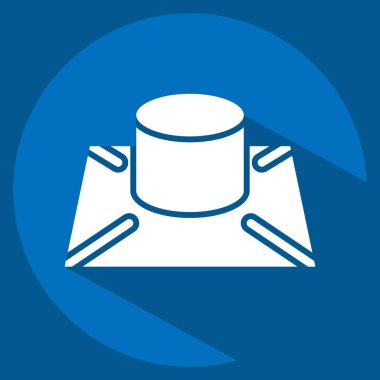 Simge 3D Model. Yazdırma sembolüyle ilgili. Uzun gölge tarzı. dizayn edilebilir