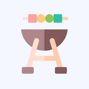 Mangal partisi. BBQ sembolüyle ilgili. Düz stil. dizayn edilebilir