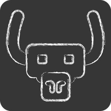 Icon Buffalo. Hayvanlar sembolüyle ilgili. Tebeşir stili. dizayn edilebilir