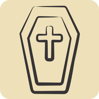 Simge Tabut. Cadılar Bayramı sembolüyle ilgili. El çizimi tarzı. dizayn edilebilir