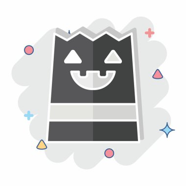 Simge Torbası. Cadılar Bayramı sembolüyle ilgili. Çizgi roman. dizayn edilebilir