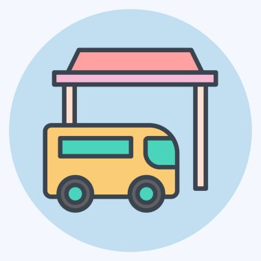 Simge Otobüsü. Şehir merkezinin sembolüyle ilgili. renk arkadaşı stili. dizayn edilebilir