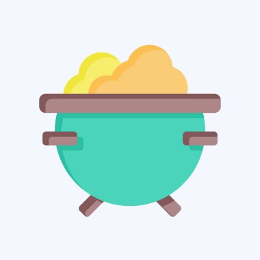 Simge Kazanı. Cadılar Bayramı sembolüyle ilgili. Düz stil. dizayn edilebilir