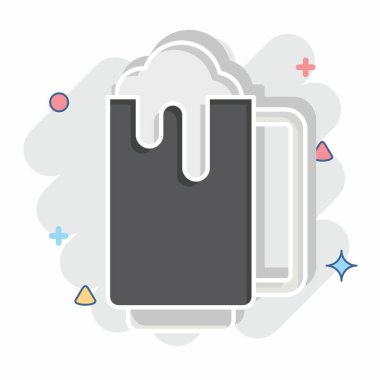 Icon Bira Bardağı. Meşrubat sembolüyle ilgili. Çizgi roman. dizayn edilebilir