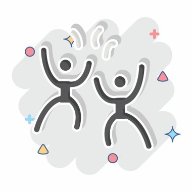 Kutlama ikonu. Yeni yıl sembolüyle ilgili. Çizgi roman. dizayn edilebilir