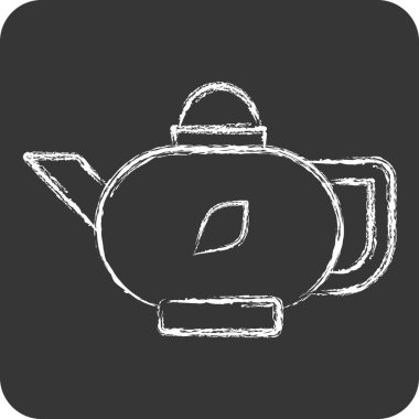 İkon Asya Çayı. Meşrubat sembolüyle ilgili. Tebeşir stili. dizayn edilebilir