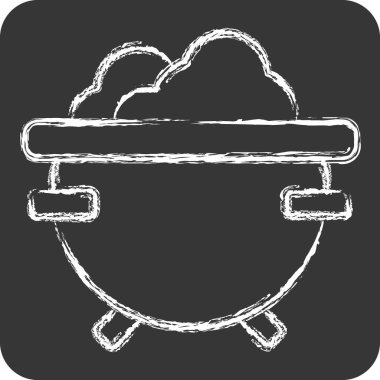 Simge Kazanı. Cadılar Bayramı sembolüyle ilgili. Tebeşir stili. dizayn edilebilir