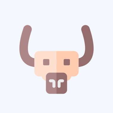 Icon Buffalo. Hayvanlar sembolüyle ilgili. Düz stil. dizayn edilebilir