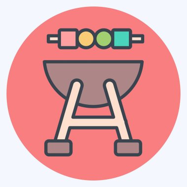 Mangal partisi. BBQ sembolüyle ilgili. renk arkadaşı stili. dizayn edilebilir