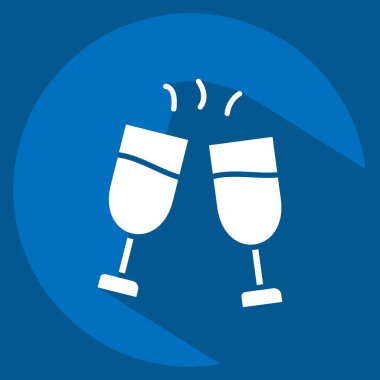 Kutlama ikonu. Yeni yıl sembolüyle ilgili. Uzun gölge tarzı. dizayn edilebilir