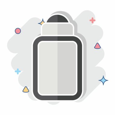 Icon Bebek Bakımı Şişesi. Plastik Ürün sembolüyle ilgili. Çizgi roman. dizayn edilebilir