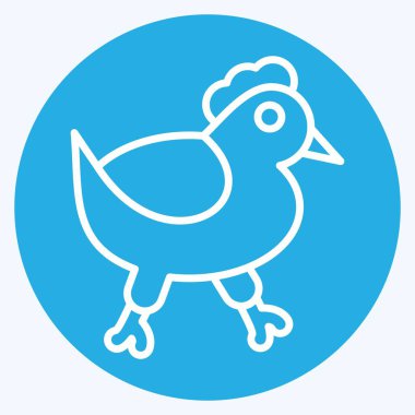 İkon Tavuk. BBQ sembolüyle ilgili. Mavi gözlü. dizayn edilebilir