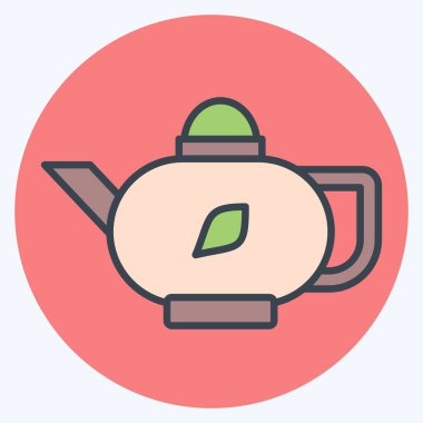 İkon Asya Çayı. Meşrubat sembolüyle ilgili. renk arkadaşı stili. dizayn edilebilir