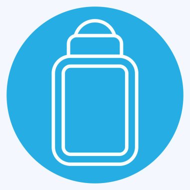 Icon Bebek Bakımı Şişesi. Plastik Ürün sembolüyle ilgili. Mavi gözlü. dizayn edilebilir