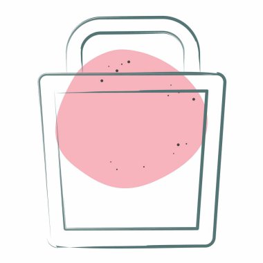 Simge Kovası. Plastik Ürün sembolüyle ilgili. Renkli Leke Biçimi. dizayn edilebilir