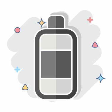 Simge Şişe. Plastik Ürün sembolüyle ilgili. Çizgi roman. dizayn edilebilir