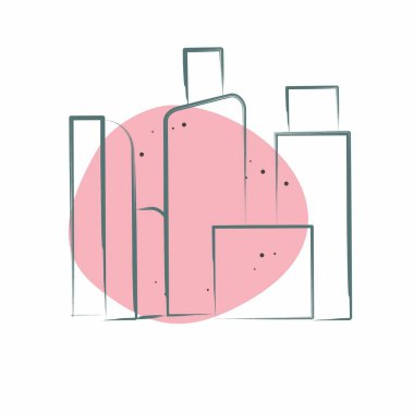 Simge Mimari ve Şehir. Şehir merkezinin sembolüyle ilgili. Renkli Leke Biçimi. dizayn edilebilir