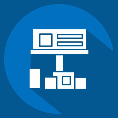 Simge Billboard 'u. Şehir merkezinin sembolüyle ilgili. Uzun gölge tarzı. dizayn edilebilir