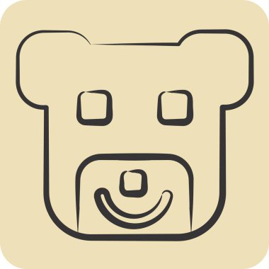 Simge Ayısı. Hayvanlar sembolüyle ilgili. El çizimi tarzı. dizayn edilebilir