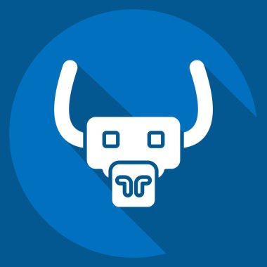 Icon Buffalo. Hayvanlar sembolüyle ilgili. Uzun gölge tarzı. dizayn edilebilir
