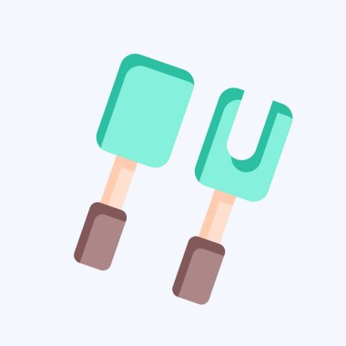 Simge Yemek Utensilleri. BBQ sembolüyle ilgili. Düz stil. dizayn edilebilir