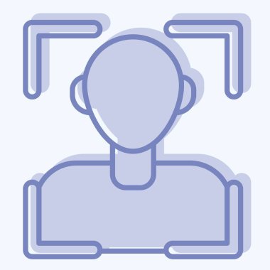 Simge Yüz Tanıma. Sensörlerin sembolüyle ilgili. İki ton stili. dizayn edilebilir