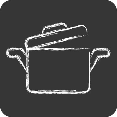 Lid 'le İkon Pişirme. Sera sembolüyle ilgili. Tebeşir stili. dizayn edilebilir